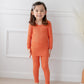Avauma Baby Boys Girls Pajama Set Kids Toddler Snug Fit Ribbed Rayon Sleepwear Pjs For Daily Life Style (L/Orange(L))
