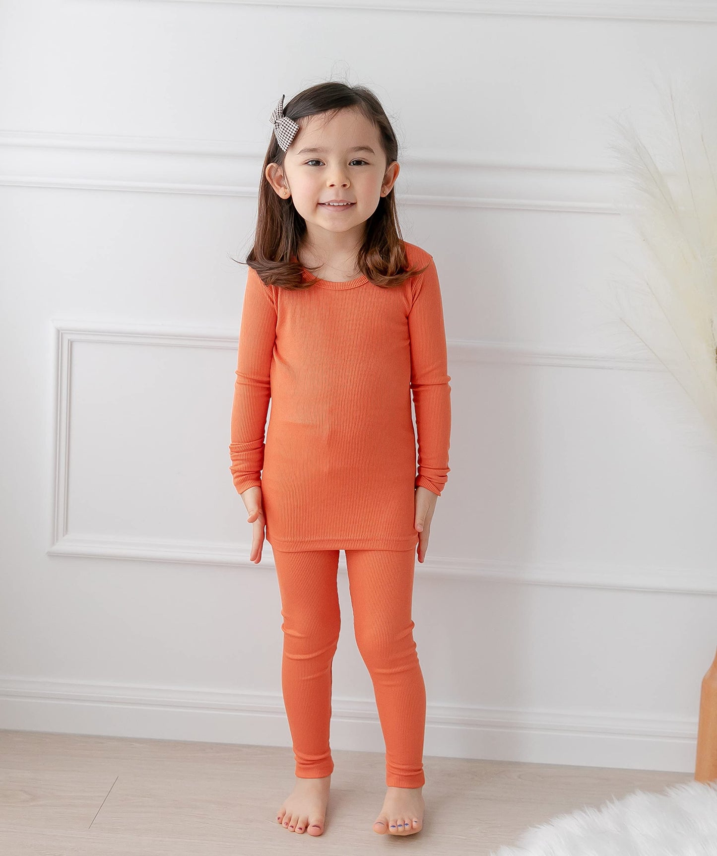 Avauma Baby Boys Girls Pajama Set Kids Toddler Snug Fit Ribbed Rayon Sleepwear Pjs For Daily Life Style (Xs/Orange(L))