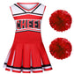 Koatobbor Girls Cheerleader Costume Cheerleading Outfit Dress For Halloween Party Birthday Gift 3-9Years (4-5 Years, Red)