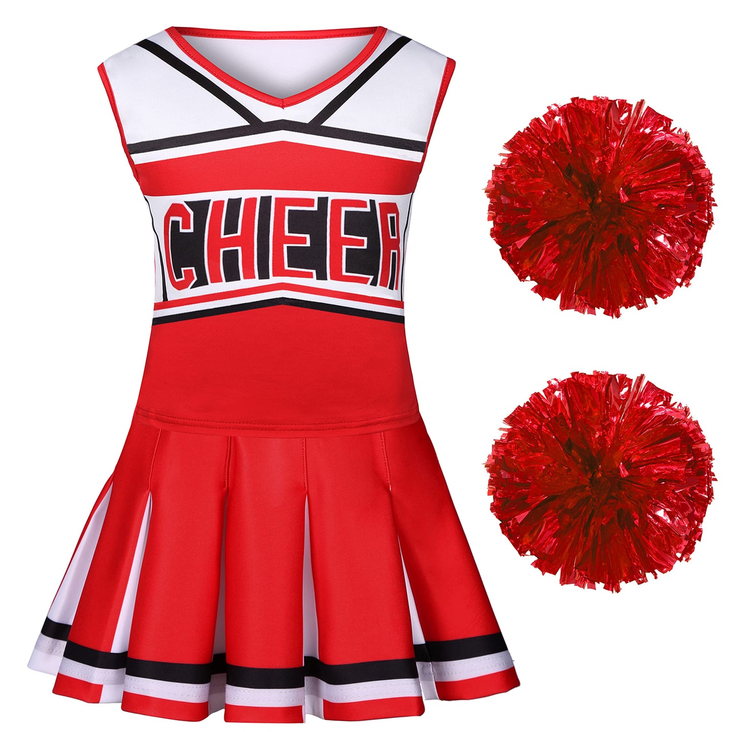 Koatobbor Girls Cheerleader Costume Cheerleading Outfit Dress For Halloween Party Birthday Gift 3-9Years (8-9 Years, Red)