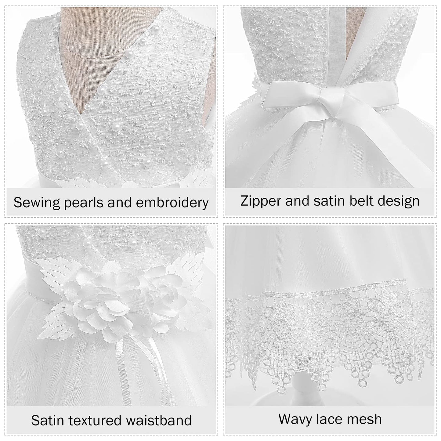 Lzh Baby Girl Party Dress Baby Christening Outfit Girl Baby Girl Dresses 0-3 Months Fancy First Baptism Elegant Party D-White