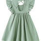 Lyxiof Toddler Baby Girl Cotton Linen Dress Ruffle Sleeve Halter Sleeveless Kids Casual Beach Dresses Green 130Cm