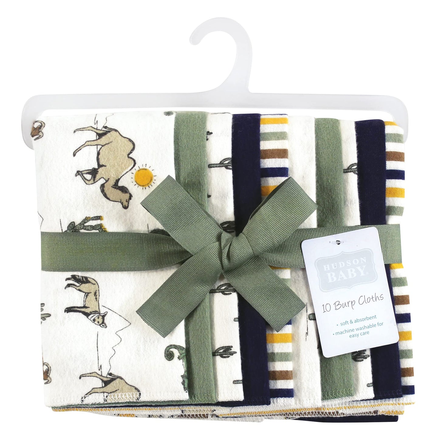 Hudson Baby Unisex Baby Cotton Flannel Burp Cloths, Desert Animals, One Size