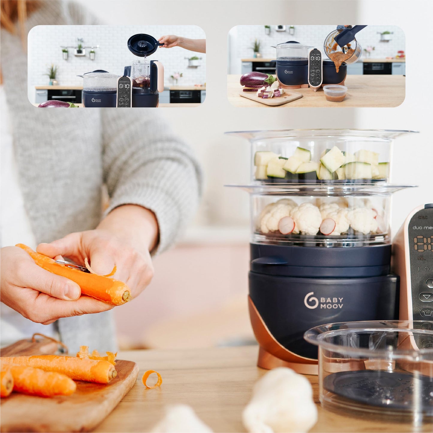 Babymoov Duo Meal Station Xl, 6 In 1 Food Processor With Steamer, Multi-Speed Blender, Warmer, Defroster & Sterilizer (Nutrition