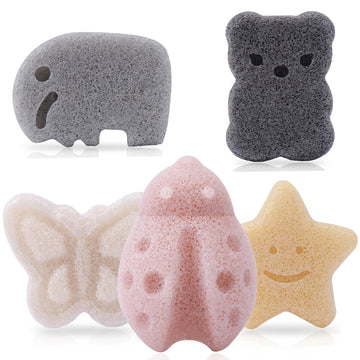 Kecuco Konjac Baby Sponge For Bathing, Natural Kids Bath Sponges For Infants, Toddler Bath Time, Cute Shapes Natural And Safe Pl