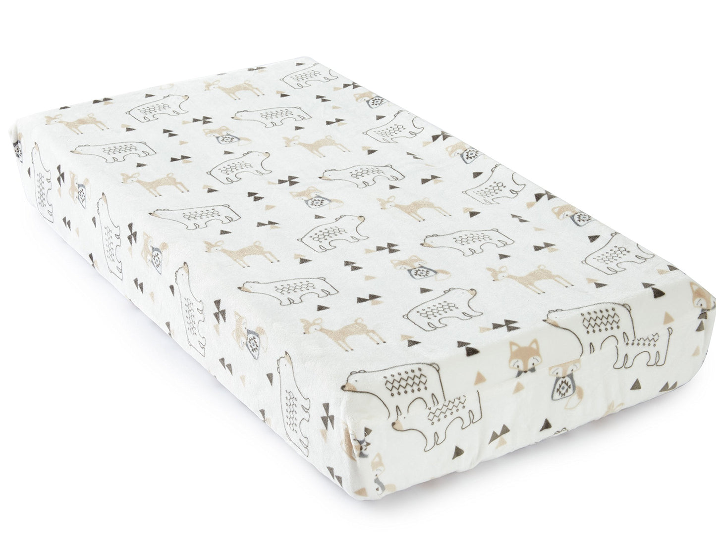 Levtex Baby - Bailey Diaper Changing Pad Cover - Fits Most Standard Changing Pads - Tossed Fox, Bear And Deer - Charcoal, Taupe,