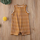 Iddolaka Newborn Summer Baby Boy Girl Romper Bodysuit Jumpsuit Playsuit One Piece Outfit Clothes (A-Brown Stripes, 0-6 Months)