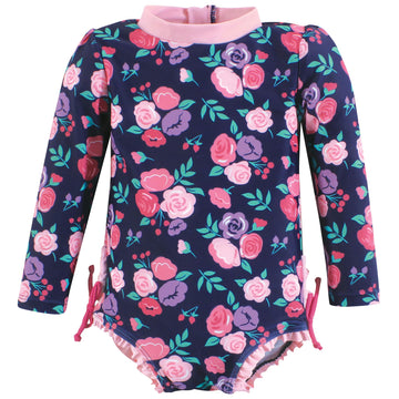 Hudson Baby Baby Girl'S Toddler Swimsuit, Navy Bright Pink Floral