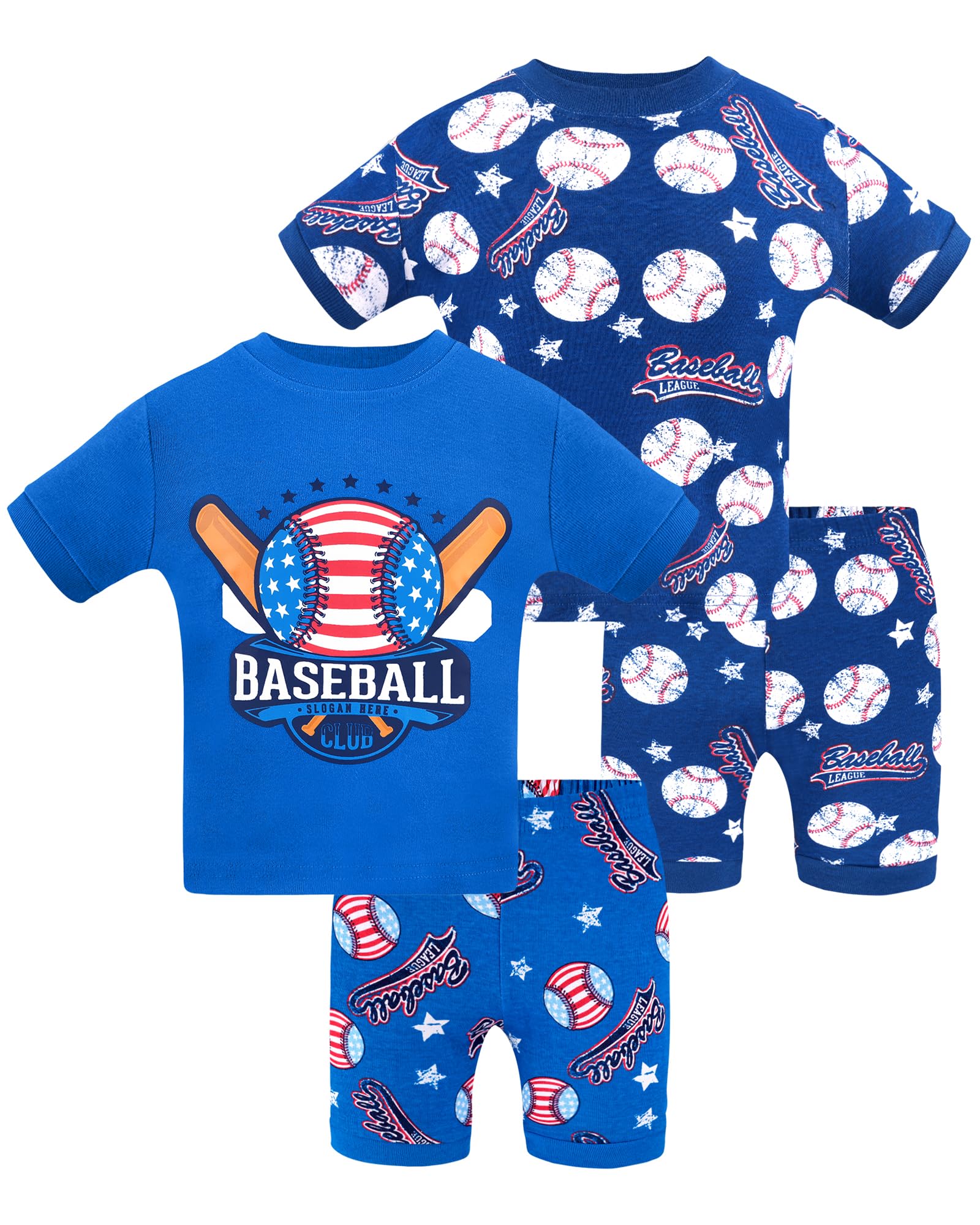 Daughter Queen Boys Pajamas 18-24 Months Summer Pjs Baseball Pj Sets Baby Toddler Cotton Short Sleeve Jammies Sports Ball Sleepw