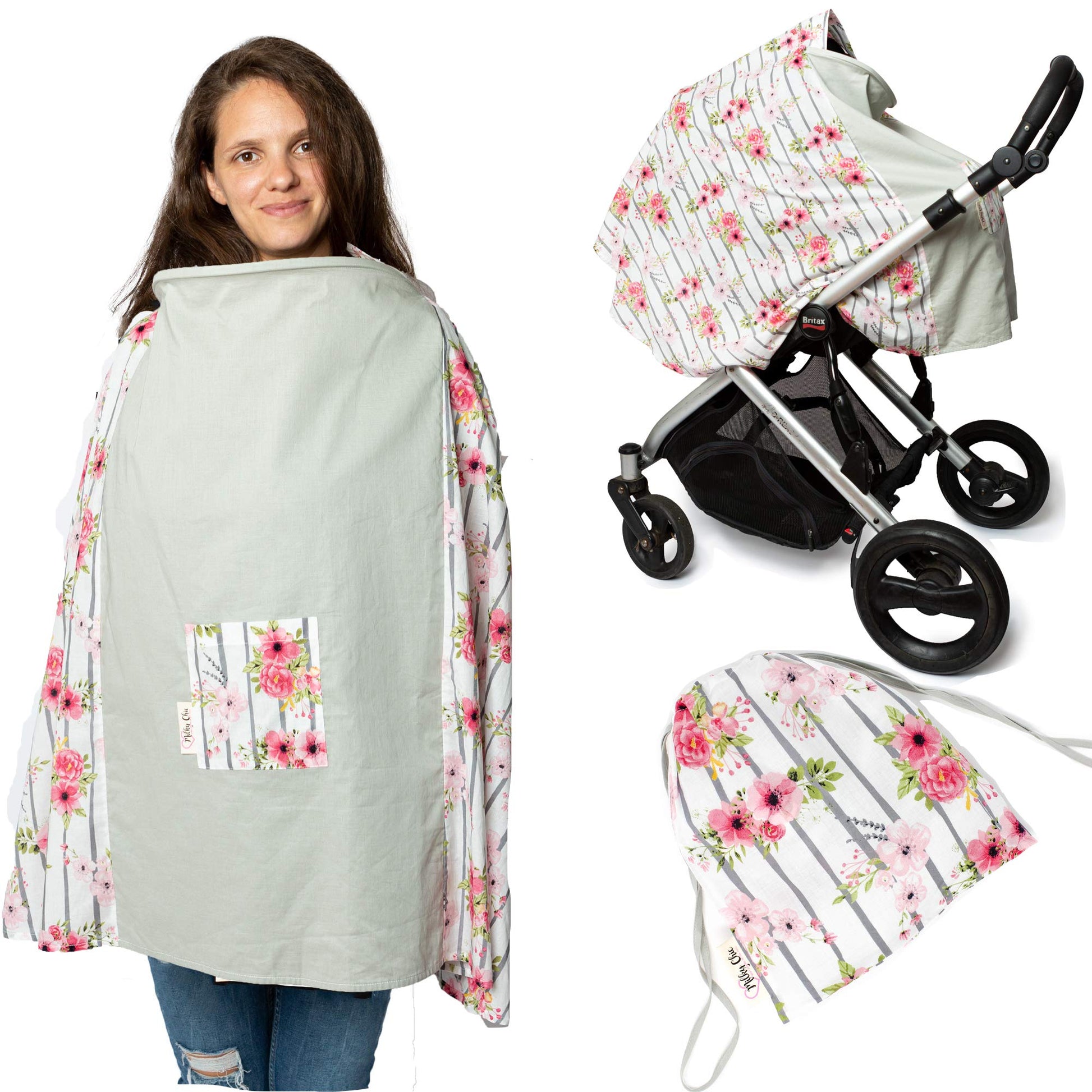 Nursing and Breastfeeding Poncho Patent Pending 360 Full Coverage Wired Nursing Cover and Apron - Breathable, Soft Cotton Carsea