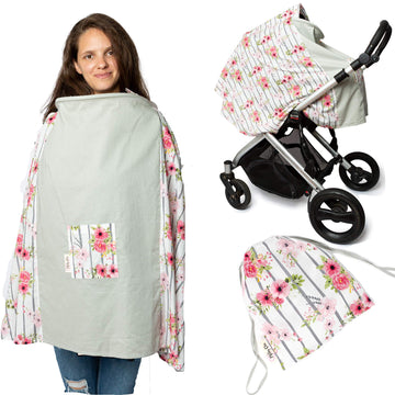 Nursing and Breastfeeding Poncho Patent Pending 360 Full Coverage Wired Nursing Cover and Apron - Breathable, Soft Cotton Carsea