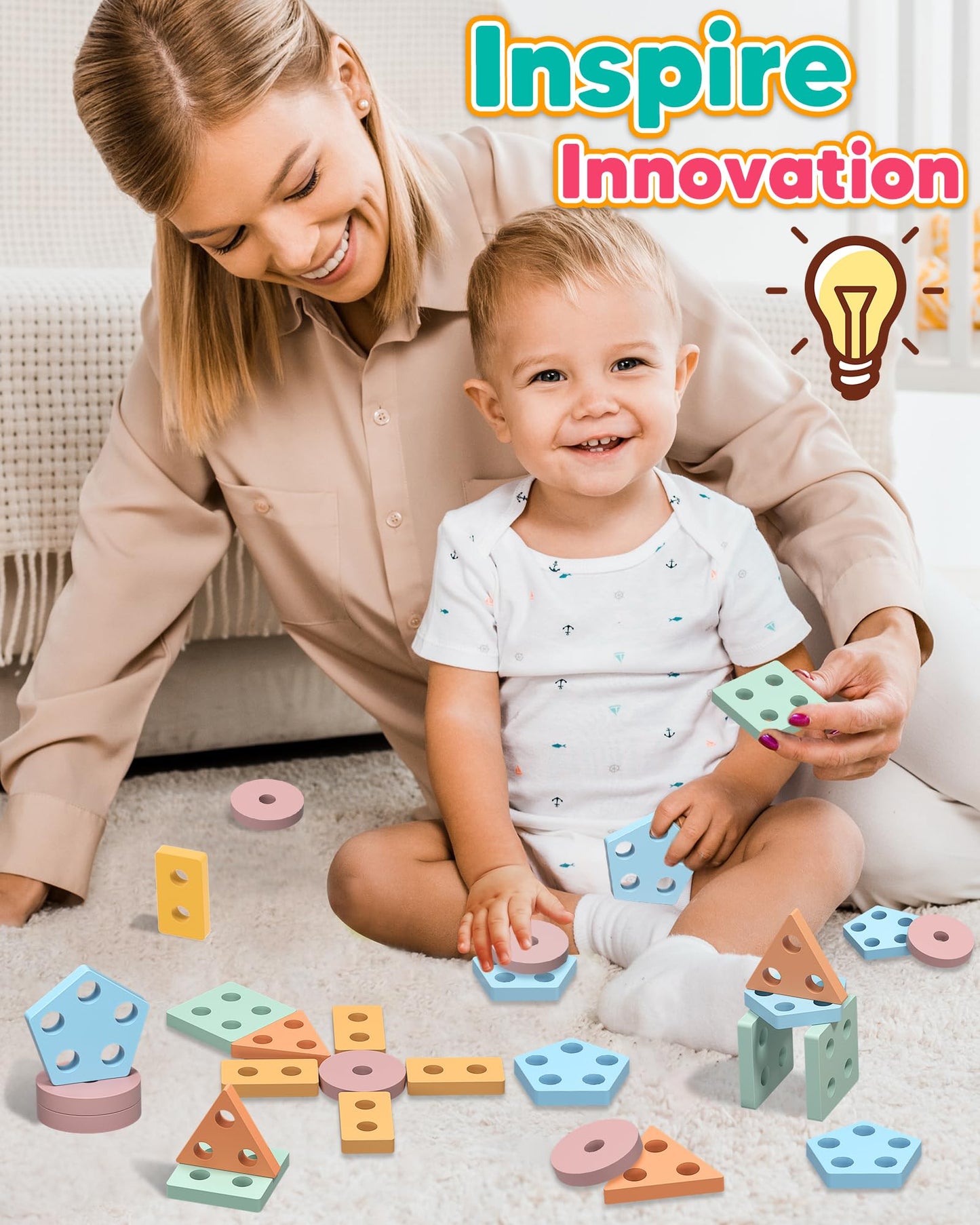Zartores Montessori Toys for 1 2 3 Year Old Boys Girls, Shape Sorter Wooden Toys for Toddlers 1-3, Toddler Toys Age 1-2, 1 2 3 Y