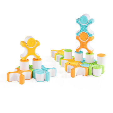 Guidecraft Grippies Stackers - 24 Piece Set, Stem Soft Grip Magnetic Building Toy for Toddlers