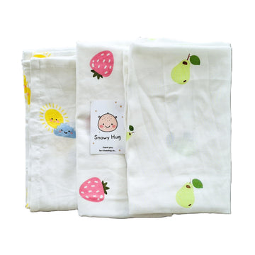 Snowy Hug Super Ultra Soft 100% Cotton Malmal Baby Swaddle Light Soft fabirc Baby Wrap for New Born Babies Essential | New Born 