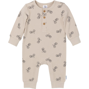 Gerber Modern Moments Baby Boys' Henley Romper, Bicycles, 24 Months