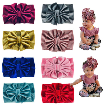Lawie 8 PACK Elastic Stretchy Elastic Soft Wide Velvet Bowknot Bow Headbands Hairband Knot Turban Headwraps Hair Bows Accessorie