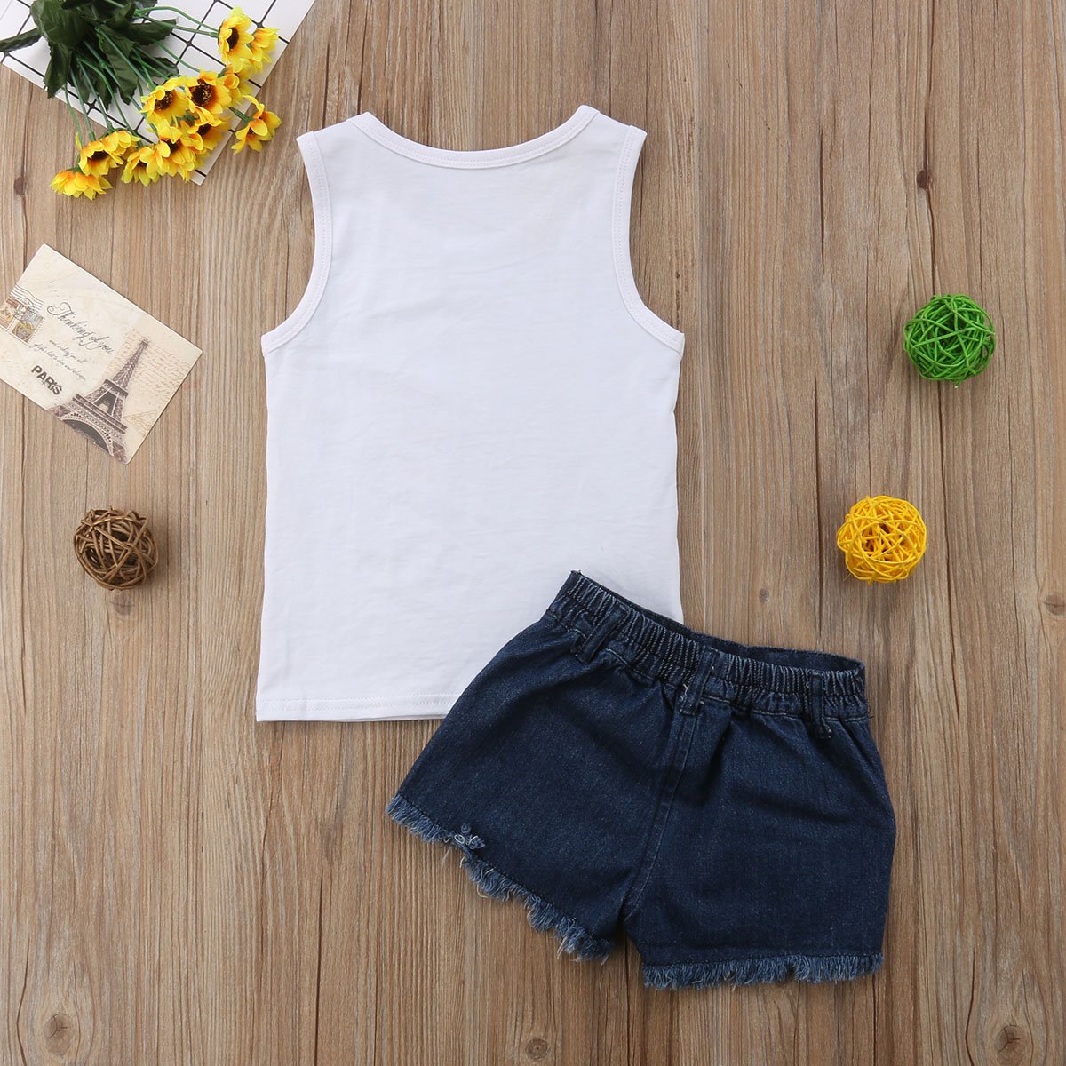 Jiaoutky Toddler Baby Girls Denim Shorts Outfits Sleeveless T-Shirt Tops Hipster Jean Pants Summer Clothes Set ?, Watermelon, 2-