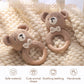 WOODEN TEETHER Baby Rattle, Shaker Toy,Crochet Baby Rattle, Crochet Baby Toys, Organic Wooden Newborn Toys, Newborn Animal Rattl