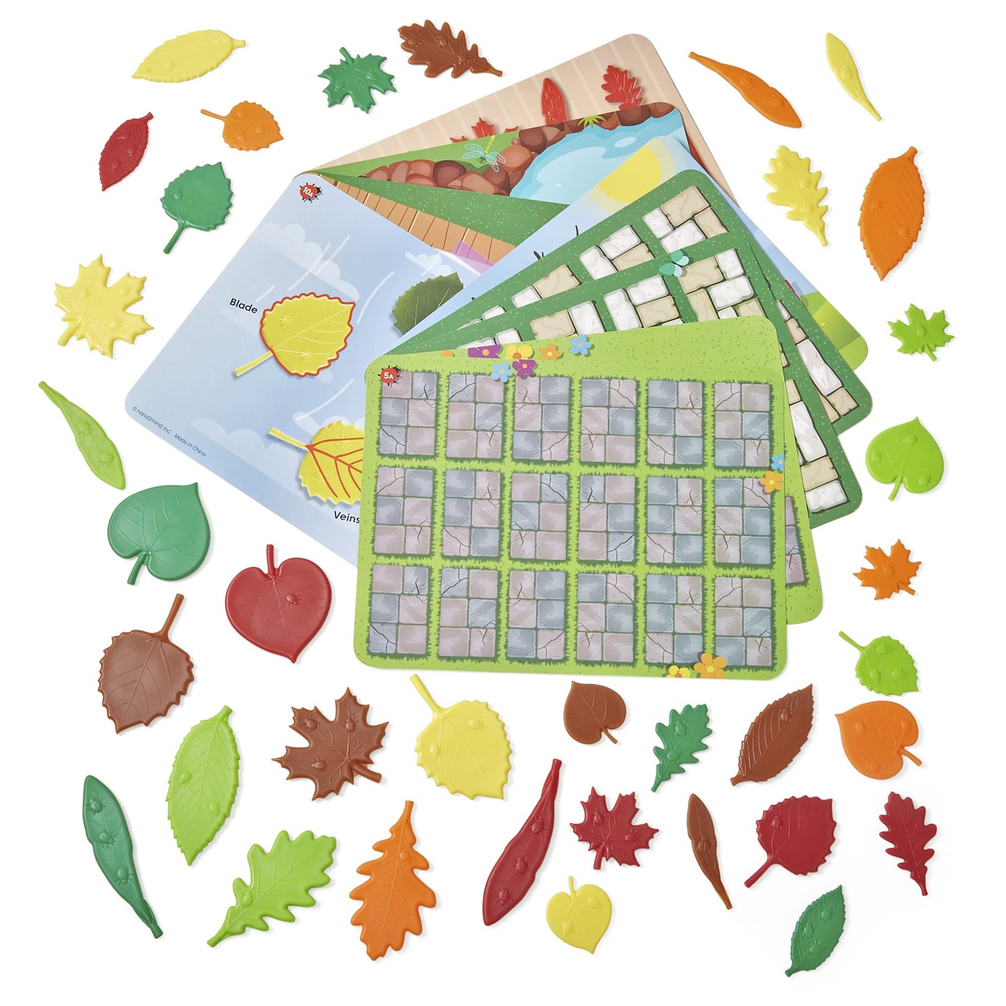 hand2mind Sensory Leaves Math Activity Set, Pattern Play, Shape Puzzle, Pattern Blocks Cards, Math Counters, Sorting Toy, Shapes