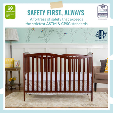 Dream On Me Chelsea 5-In-1 Convertible Crib In Espresso, Jpma Certified