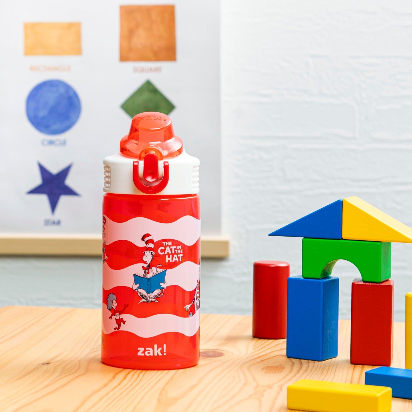 Zak Designs Dr. Seuss Sage Kids Water Bottle For School Or Travel, 16Oz Durable Plastic Water Bottle With Straw, Handle, And Lea