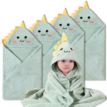 Kmilro Baby Hooded Towels 4 Pack Unisex Bath Essentials 31.5X31.5 In Coral Fleece Super Soft Absorbent Baby Towels Newborn Neces