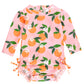 Rufflebutts Baby Girls Upf 50+ Sun Protection Novelty Print Long Sleeve One Piece Rash Guard Swimsuit With Zipper - Orange You T