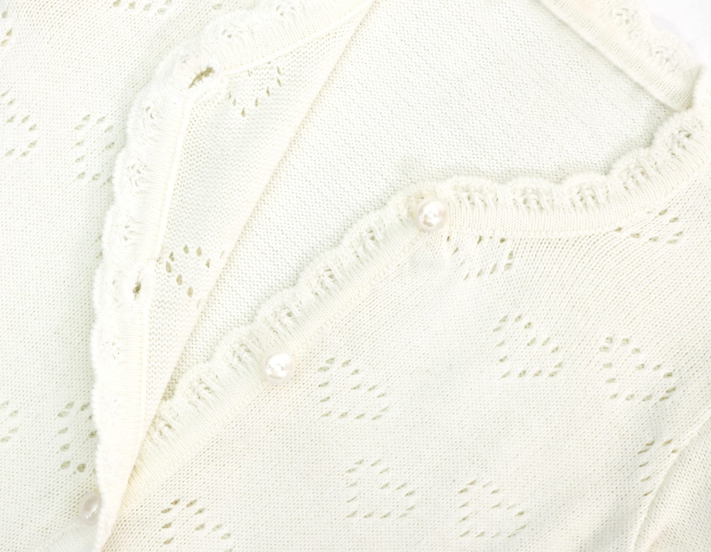 Lilax Baby Girls' Little Hearts Knit Cardigan Sweater (6 Months, Cream)