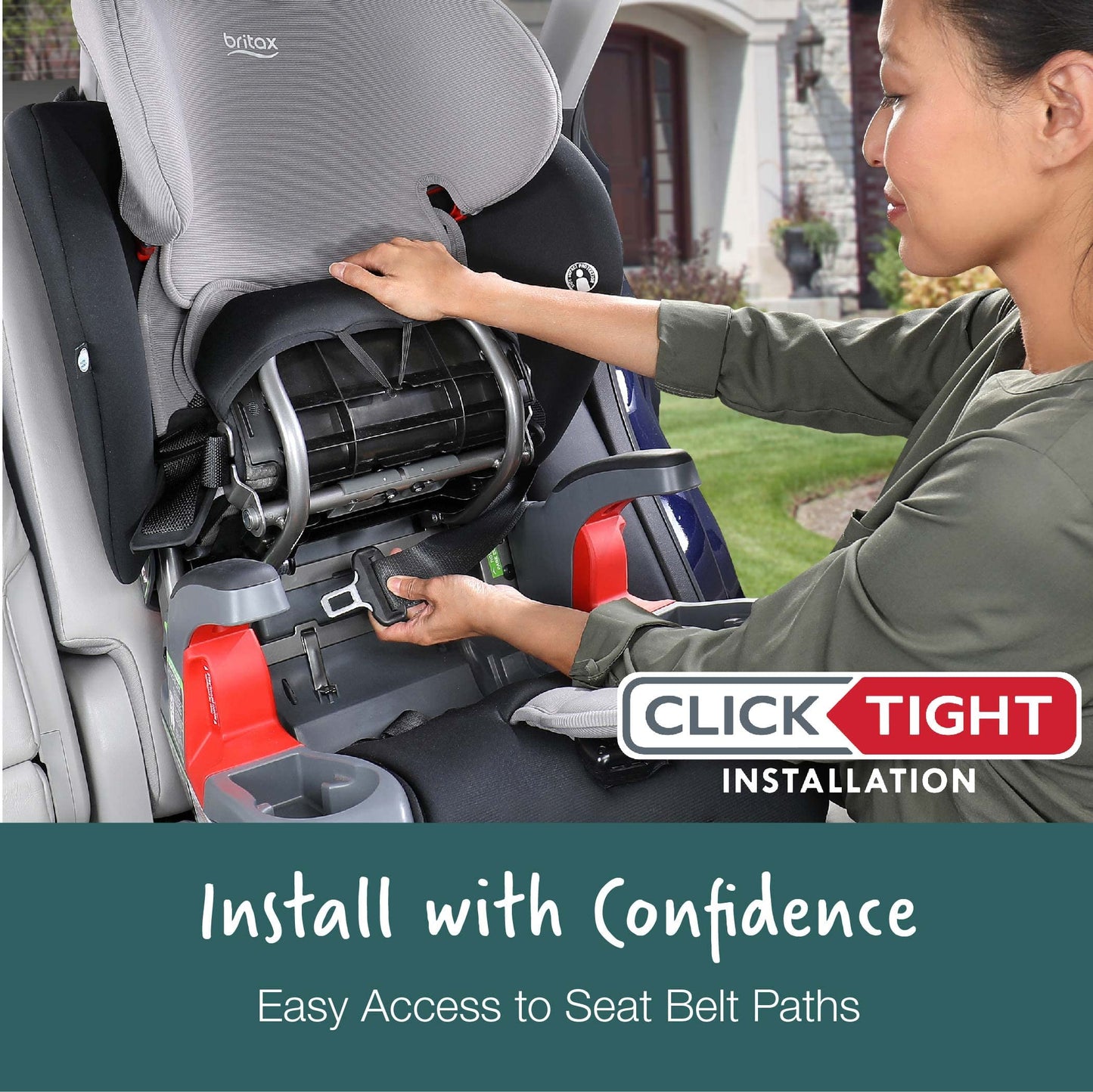 Britax Grow with You ClickTight Harness-2-Booster Car Seat, 2-in-1 High Back Booster, Green Contour