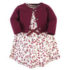 Touched By Nature Baby Girls' Organic Cotton Dress And Cardigan, Berry Branch, 4-Toddler