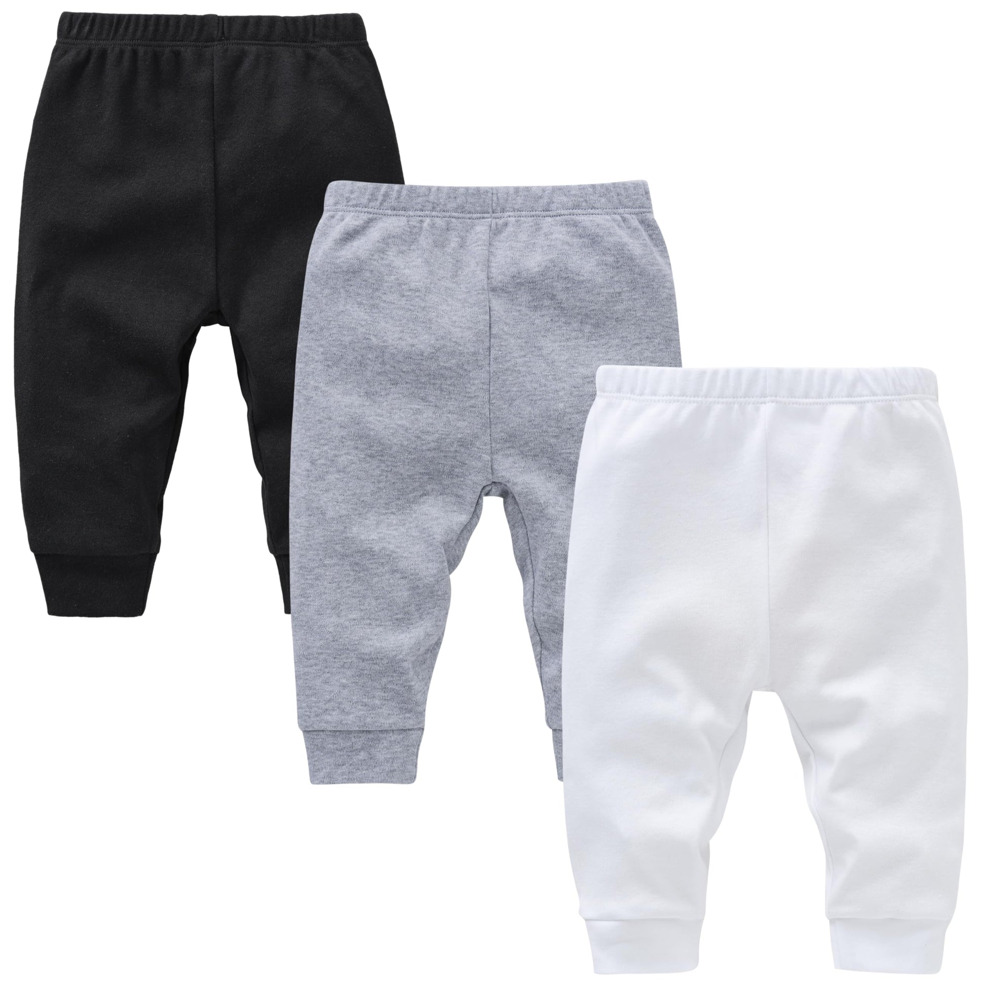 kavkas Infant and Toddler Active Pants Unisex Cotton Trousers Solid Color Baby Basic Jersey Leggings Boy Girl Bottoms, Black Gre