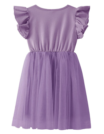 Twkioue Kid Tutu Dress Toddler Girls Flutter Sleeve Tulle Summer Party Dresses 817 Dark Purple 90