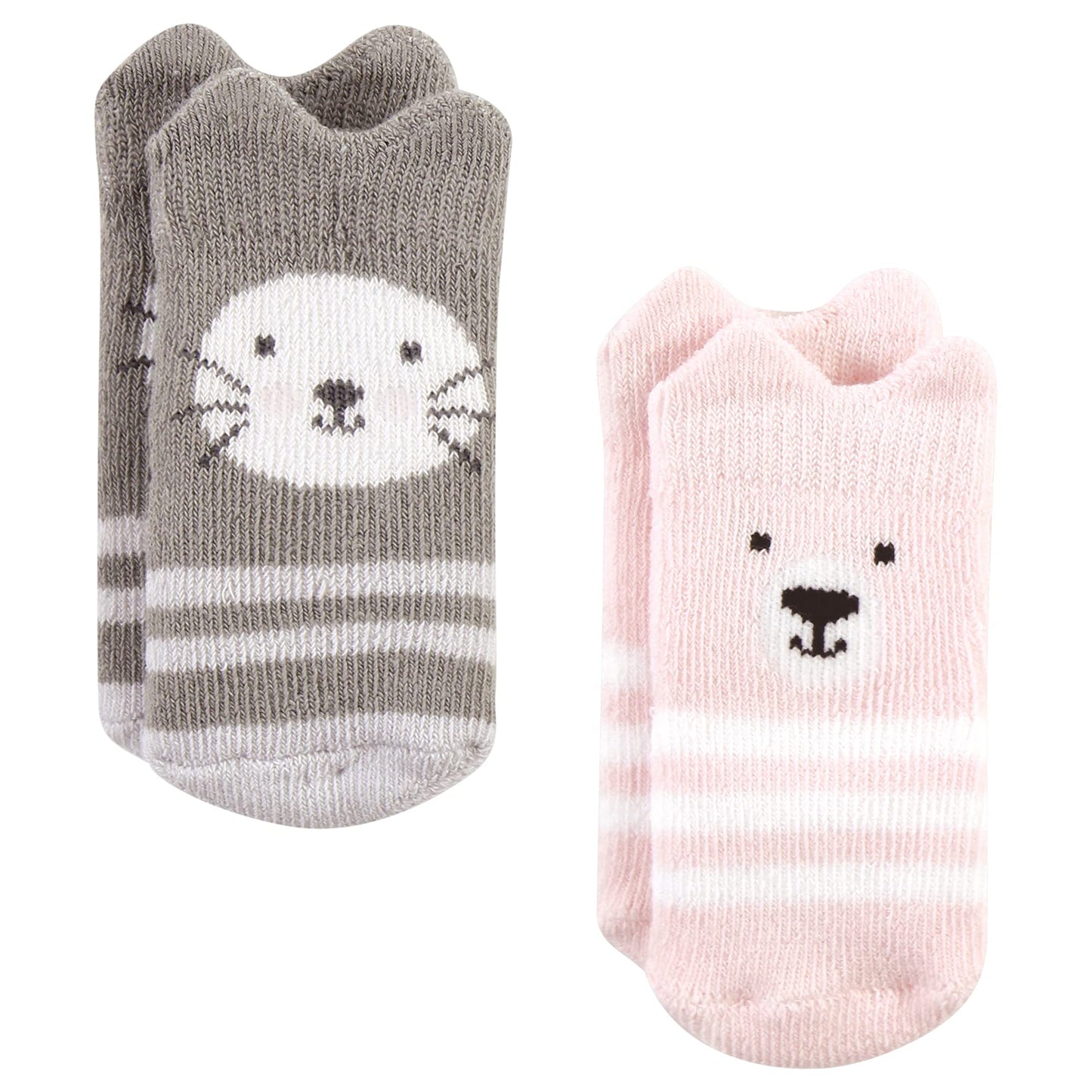 Hudson Baby Unisex Baby Cotton Rich Newborn And Terry Socks, Pink Girl Woodland, 6-12 Months