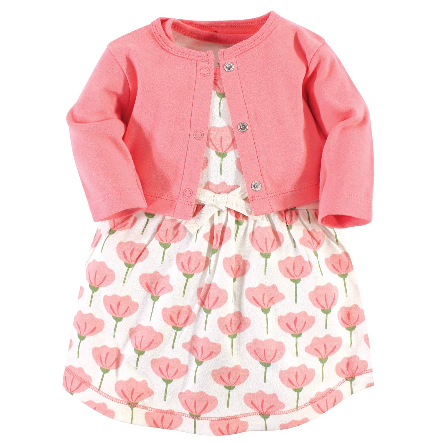 Touched By Nature Baby Girls' Organic Cotton Dress And Cardigan, Tulip, 3-6 Months
