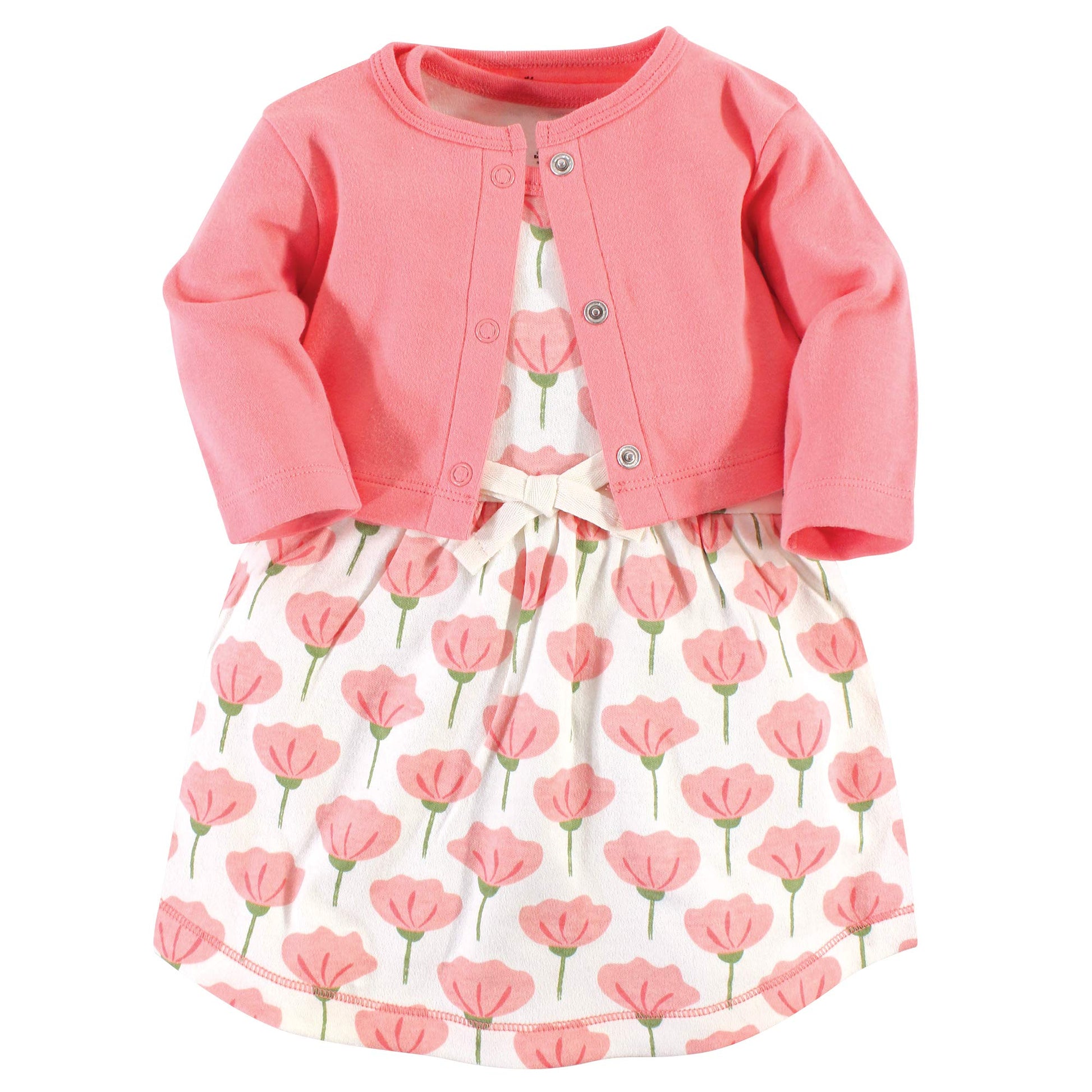 Touched By Nature Baby Girls' Organic Cotton Dress And Cardigan, Tulip, 3-6 Months