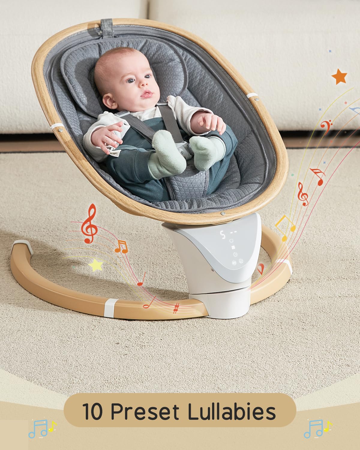 Baby Swings For Infants, Baby Swing For Newborns Boys Girls With 5 Swing Speeds Timing Function & Music, Portable Infant Swing