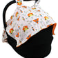 Dear Baby Gear Car Seat Canopy, Fox And Teepees, Orange Minky