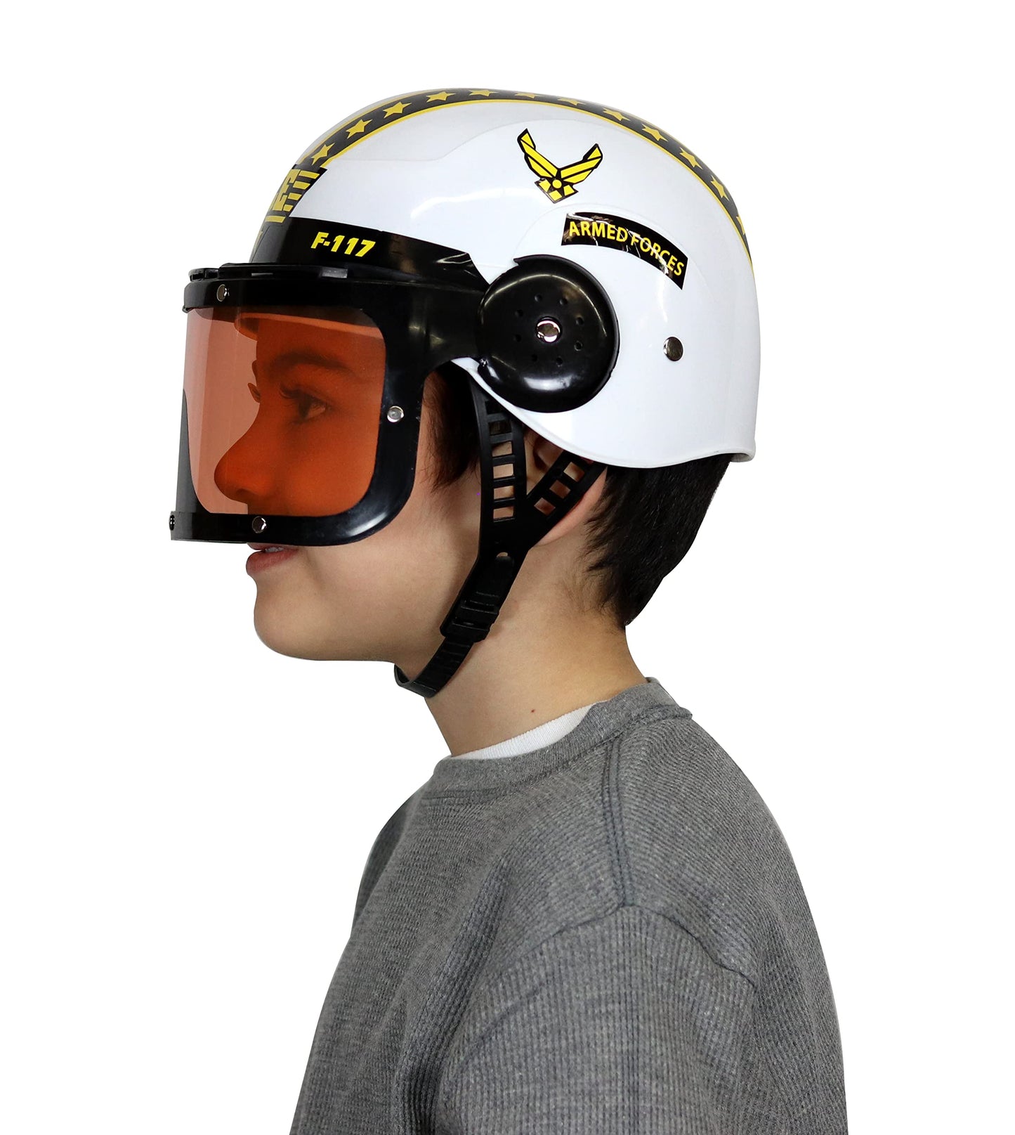 Aeromax Jr. Armed Forces Pilot Helmet With Tinted, Movable Visor White, Fits Ages 3-12