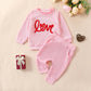 Fiomva Infant Baby Girl Valentines Day Outfit Newborn Sweatshirt Pants Set Toddler Waffle Pullover Matching Clothes (T Valentine