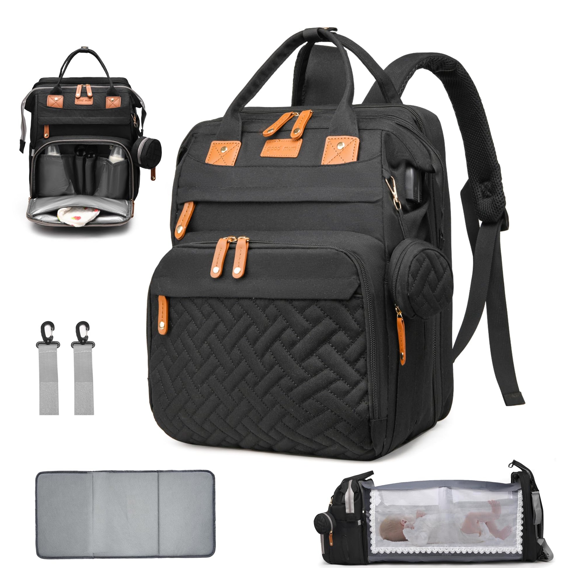 CESAILT Diaper Bag with Changing Station, Multifunction Travel Baby Bag, Waterproof Baby Tote, Large Capacity Mommy Bag, Newborn
