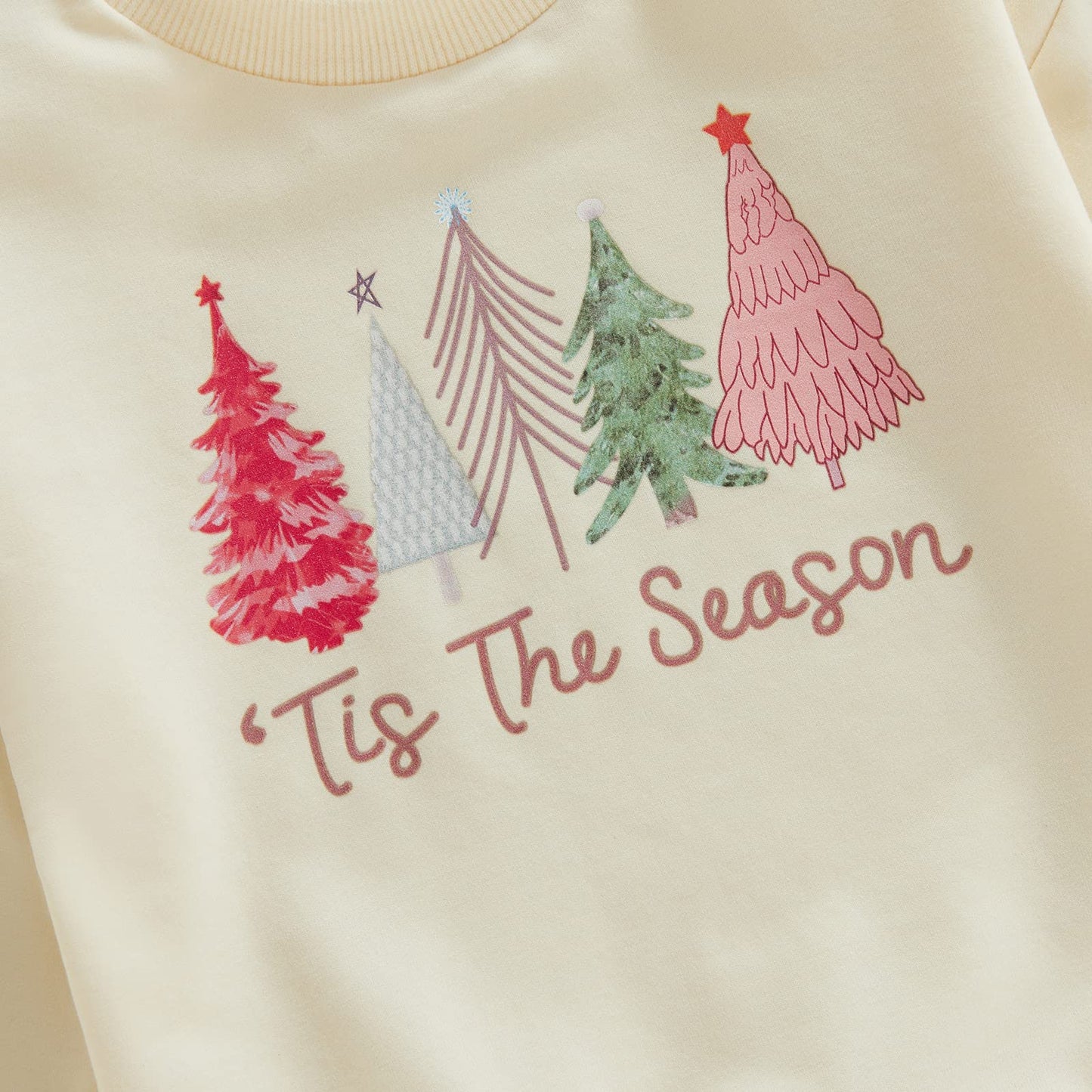 Toddler Baby Christmas Outfit Girl Boy Crewneck Sweatshirt Letter Print Long Sleeve Sweater Shirt Fall Clothes (Christmas Tree-C