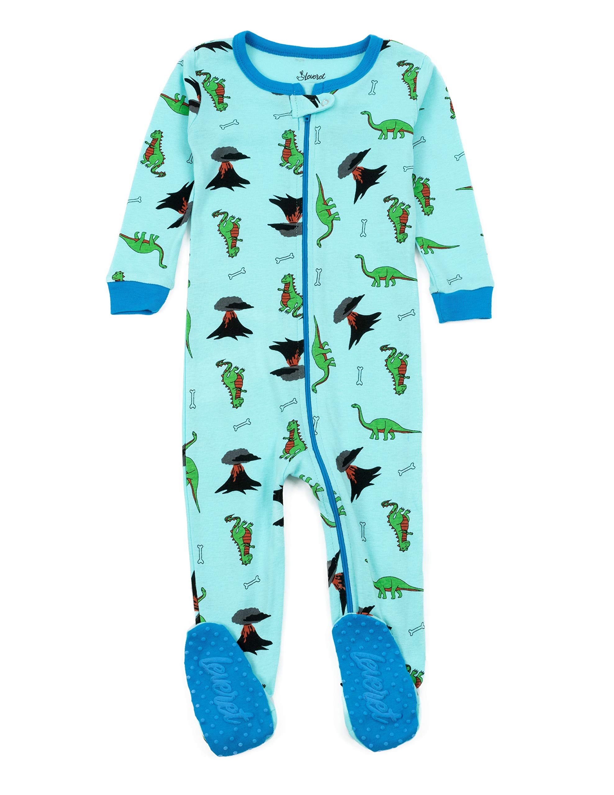 Leveret Kids & Toddler Footed Pajamas Boys Girls 100% Cotton Dinosaur Blue (Size WBBAPB08NCVCBZV