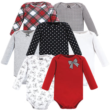 Hudson Baby Unisex Baby Cotton Long-Sleeve Bodysuits, Winter Bows 7-Pack, Preemie