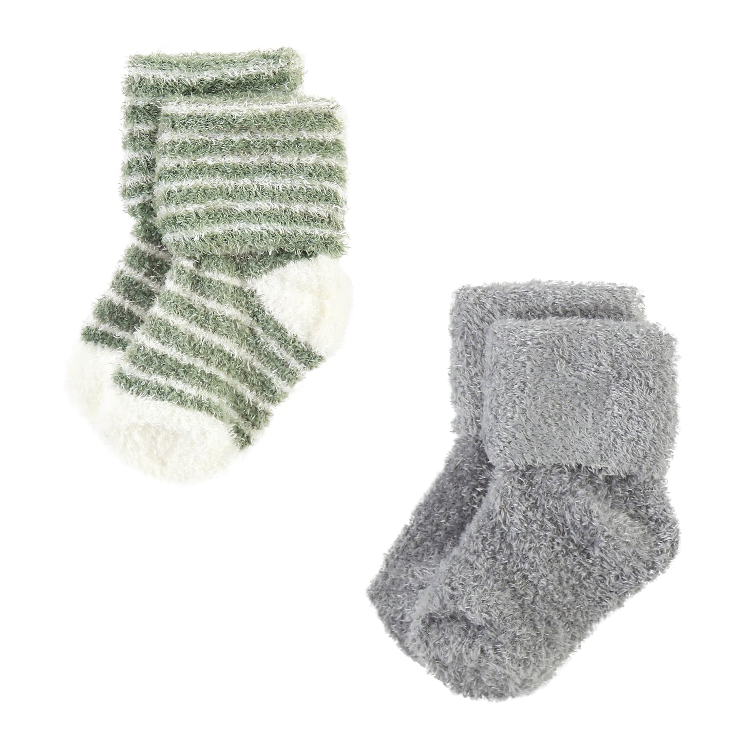 Hudson Baby Unisex Baby Cotton Rich Newborn And Terry Socks, Green Blue Stripe, 0-6 Months