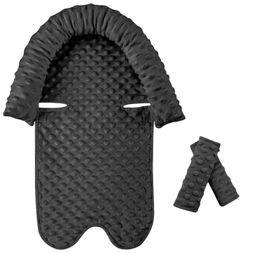 Pea Pod Infant Carseat Insert Baby Car Seat Head and Body Support with 2 Strap Covers, Ultra Soft Warm Minky Dot Fabric Backing,