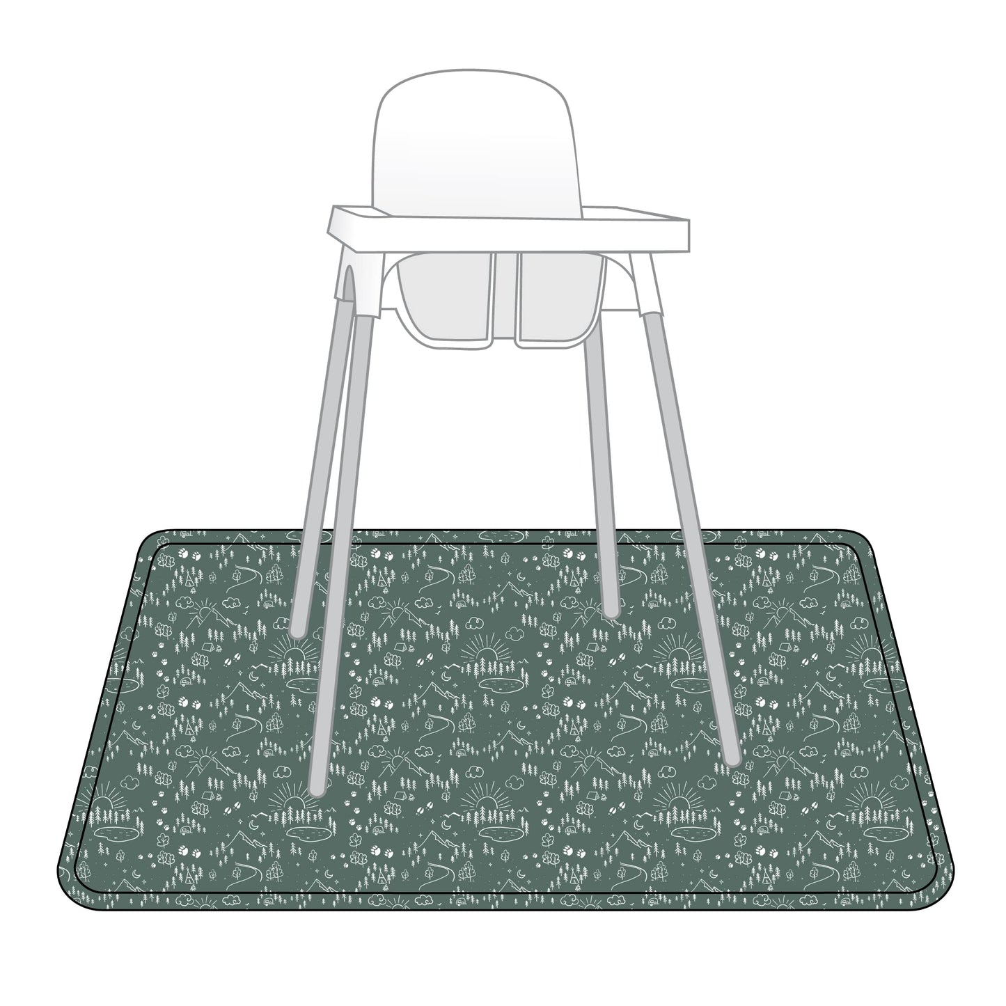 Bapronbaby Pine Forest Splash Mat - Waterproof Catch-All For Under High Chairs, Floors, Tables, Playtime Or Arts & Crafts - Mach