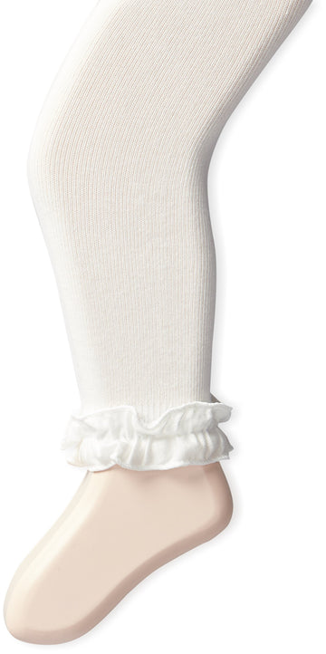 Jefferies Socks Baby-Girls Newborn Pima Cotton Ruffle Footless Tights, Ivory, 18-24 Months