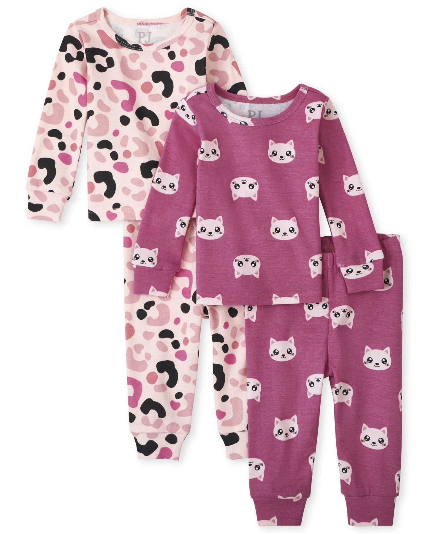 The Children'S Place Baby-Girl And Toddler Long Sleeve Top And Pants Pajama Set Leopard 2 Pack Baby & Toddler - Pj Set 0-3 Month