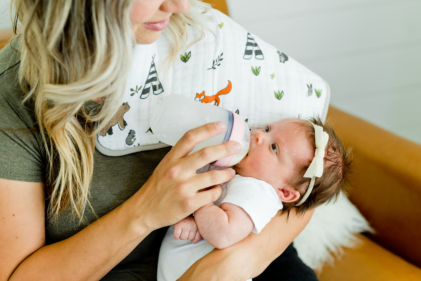 Little Unicorn Cotton Muslin Burp Cloths | 100% Cotton | Multi-Layer | Ultra Absorbent & Soft | Reversible | Large 21 X14 (Fores