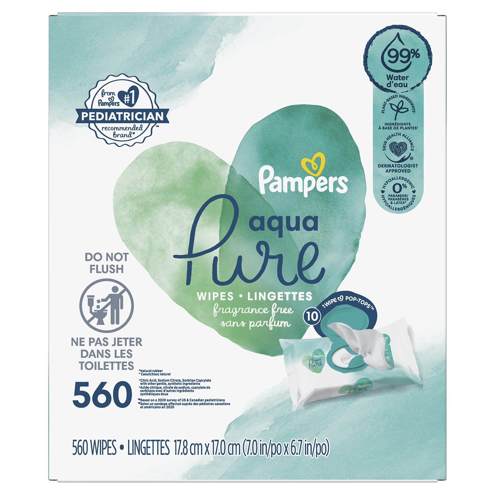 Pampers Aqua Pure Baby Wipes 560 Ct Old V2